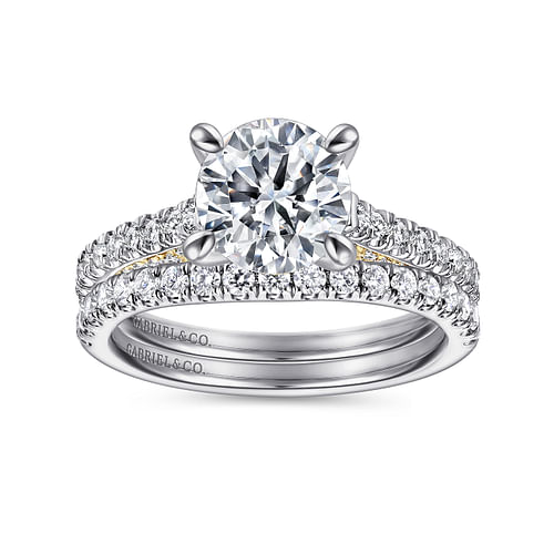 14K White-Yellow Gold Round Diamond Engagement Ring