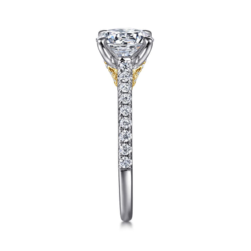 14K White-Yellow Gold Round Diamond Engagement Ring