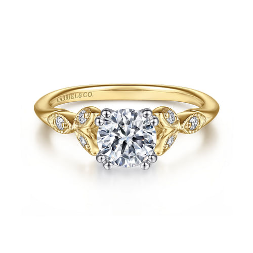 14K White-Yellow Gold Round Diamond Engagement Ring