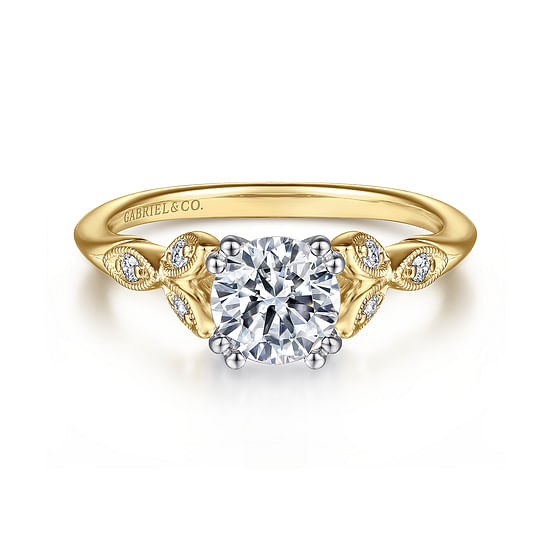 Gabriel - 14K White-Yellow Gold Round Diamond Engagement Ring