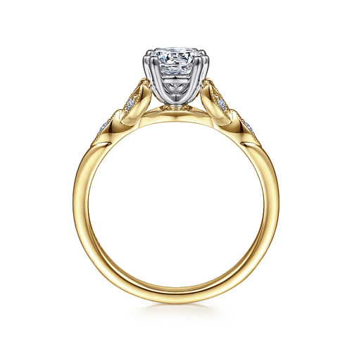 14K White-Yellow Gold Round Diamond Engagement Ring