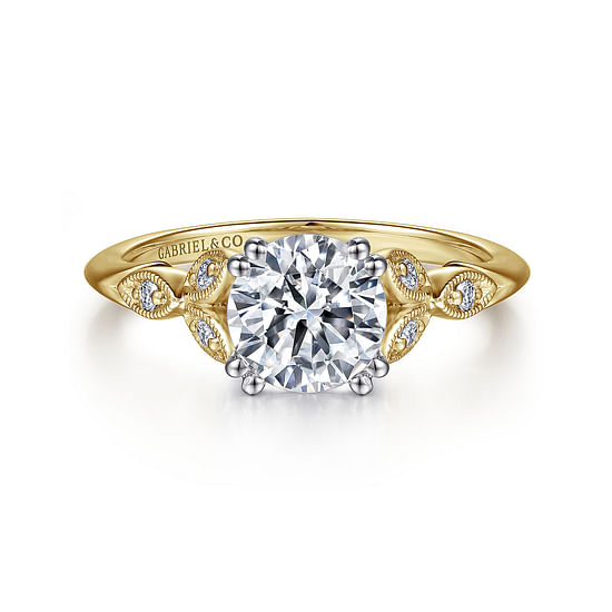 Gabriel - 14K White-Yellow Gold Round Diamond Engagement Ring