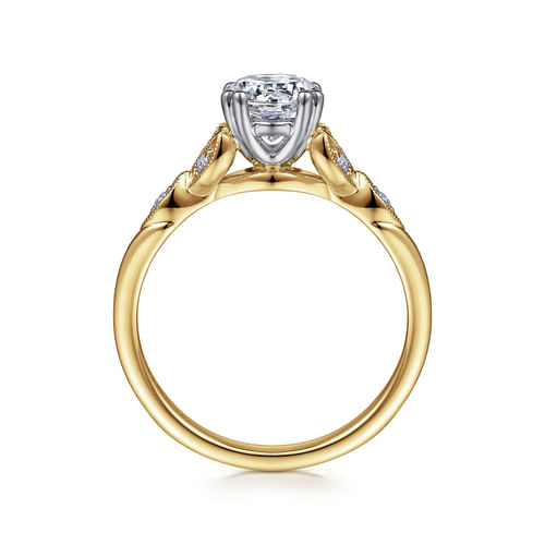 14K White-Yellow Gold Round Diamond Engagement Ring