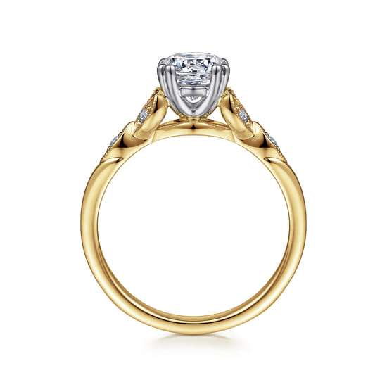 14K White-Yellow Gold Round Diamond Engagement Ring angle 2