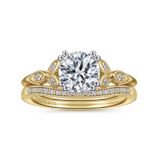 14K White-Yellow Gold Round Diamond Engagement Ring angle 4