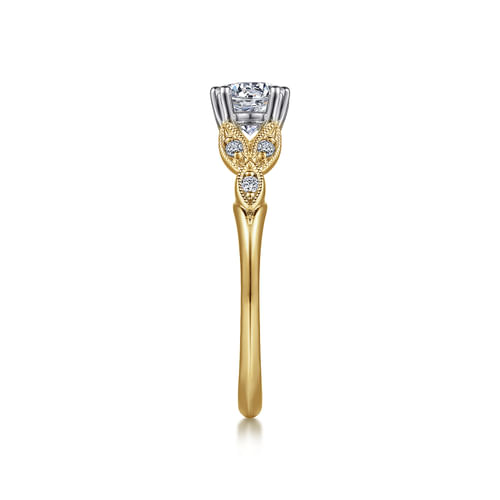 14K White-Yellow Gold Round Diamond Engagement Ring