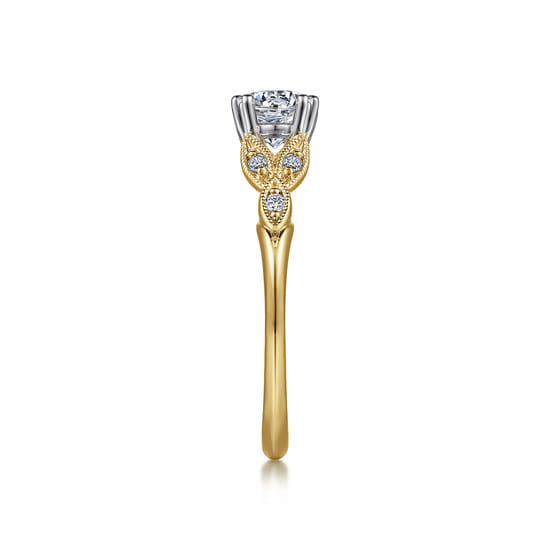 14K White-Yellow Gold Round Diamond Engagement Ring angle 5