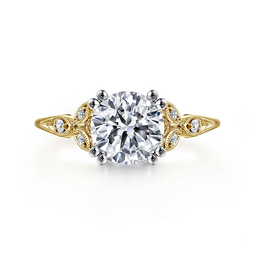 14K White-Yellow Gold Round Diamond Engagement Ring
