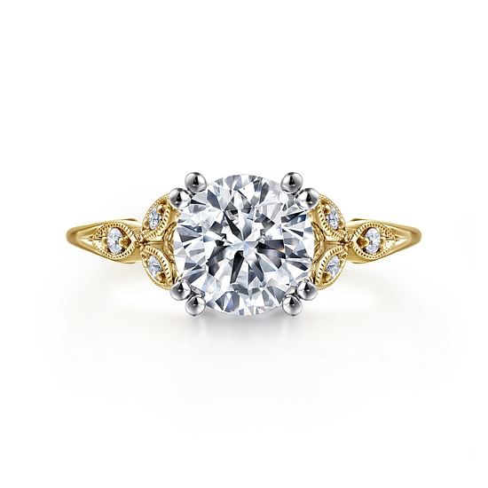 Gabriel - 14K White-Yellow Gold Round Diamond Engagement Ring