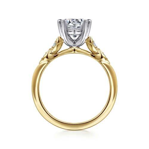 14K White-Yellow Gold Round Diamond Engagement Ring