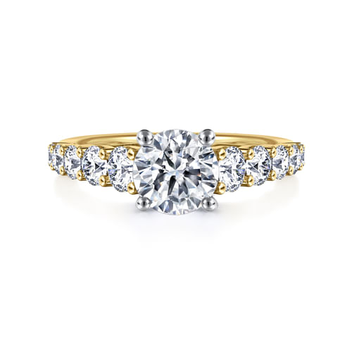 14K White-Yellow Gold Round Diamond Engagement Ring