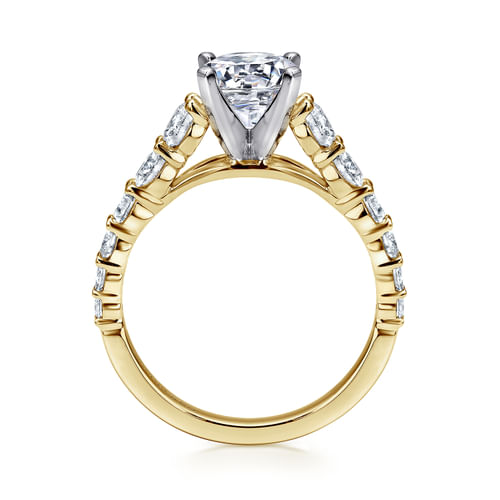 14K White-Yellow Gold Round Diamond Engagement Ring