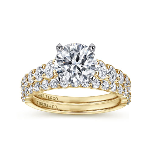 14K White-Yellow Gold Round Diamond Engagement Ring