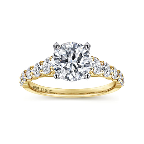 14K White-Yellow Gold Round Diamond Engagement Ring