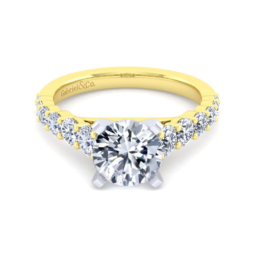 14K White-Yellow Gold Round Diamond Engagement Ring