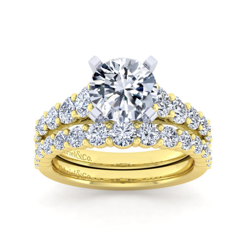 14K White-Yellow Gold Round Diamond Engagement Ring