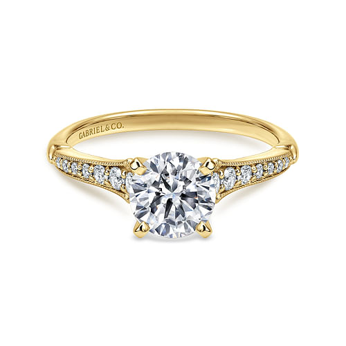 14K White-Yellow Gold Round Diamond Engagement Ring