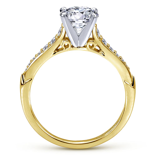 14K White-Yellow Gold Round Diamond Engagement Ring