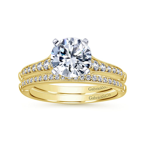 14K White-Yellow Gold Round Diamond Engagement Ring