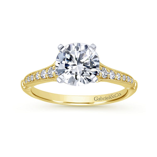 14K White-Yellow Gold Round Diamond Engagement Ring