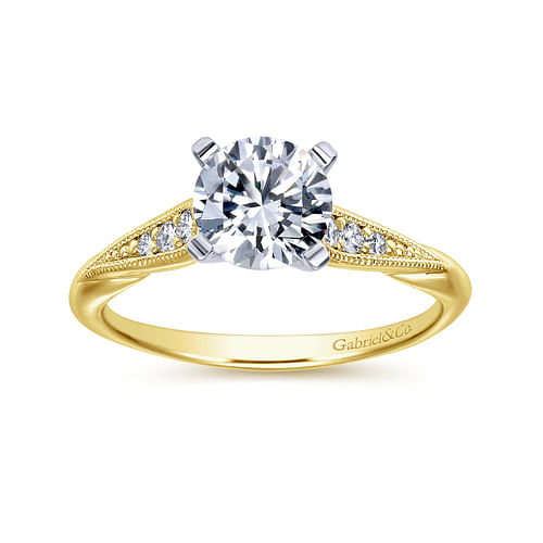 14K White-Yellow Gold Round Diamond Engagement Ring