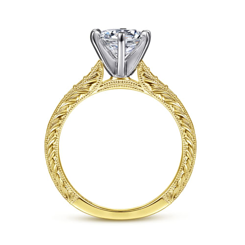 14K White-Yellow Gold Round Diamond Engagement Ring