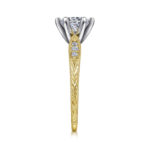 14K White-Yellow Gold Round Diamond Engagement Ring