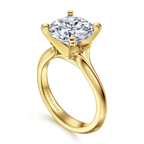 14K White-Yellow Gold Round Diamond Engagement Ring