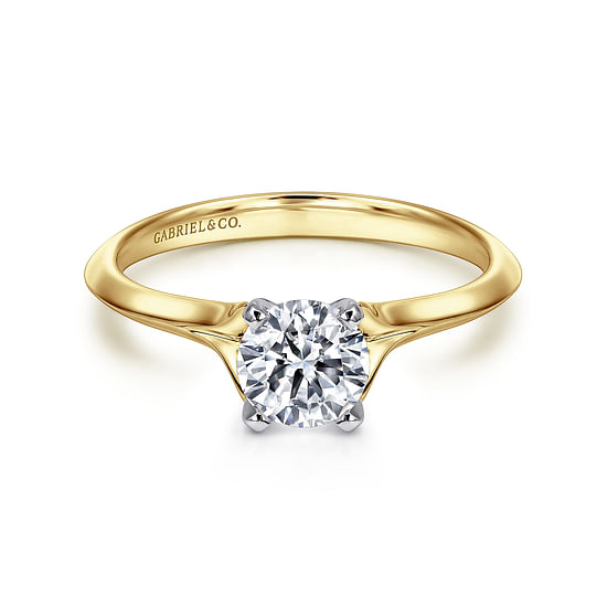 Gabriel - 14K White-Yellow Gold Round Diamond Engagement Ring