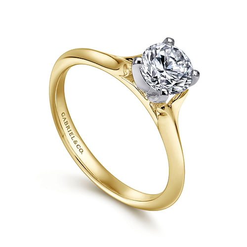 14K White-Yellow Gold Round Diamond Engagement Ring