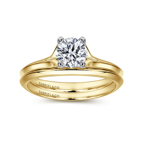 14K White-Yellow Gold Round Diamond Engagement Ring