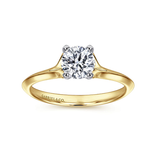 14K White-Yellow Gold Round Diamond Engagement Ring