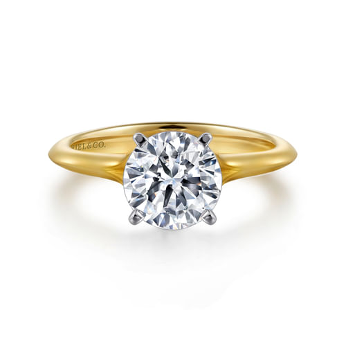 14K White-Yellow Gold Round Diamond Engagement Ring