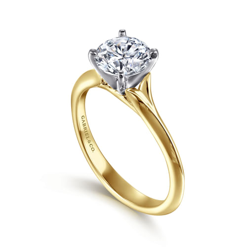 14K White-Yellow Gold Round Diamond Engagement Ring