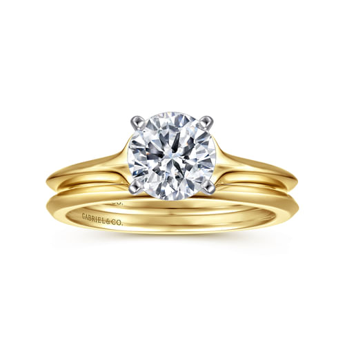 14K White-Yellow Gold Round Diamond Engagement Ring