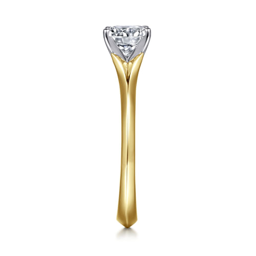 14K White-Yellow Gold Round Diamond Engagement Ring