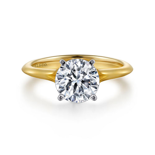 14K White-Yellow Gold Round Diamond Engagement Ring