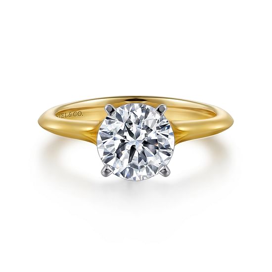 Gabriel - 14K White-Yellow Gold Round Diamond Engagement Ring