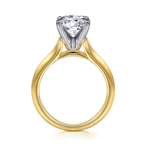 14K White-Yellow Gold Round Diamond Engagement Ring