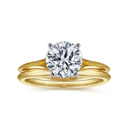 14K White-Yellow Gold Round Diamond Engagement Ring