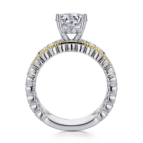 14K White-Yellow Gold Round Diamond Engagement Ring