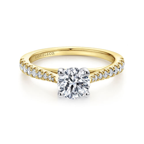 14K White-Yellow Gold Round Diamond Engagement Ring