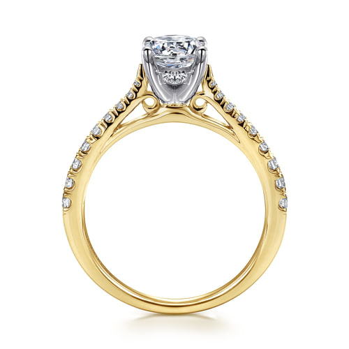 14K White-Yellow Gold Round Diamond Engagement Ring