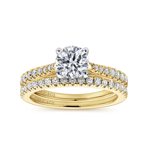 14K White-Yellow Gold Round Diamond Engagement Ring