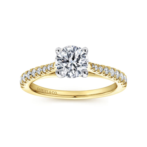 14K White-Yellow Gold Round Diamond Engagement Ring
