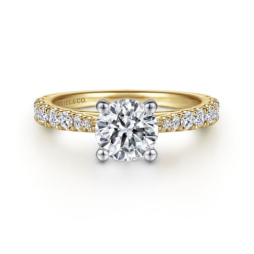 14K White-Yellow Gold Round Diamond Engagement Ring