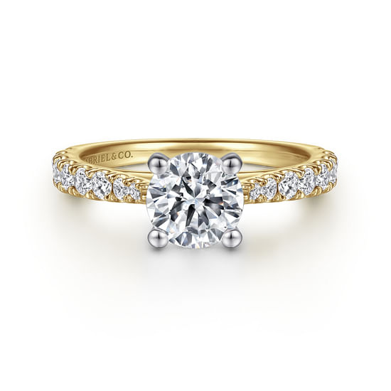Gabriel - 14K White-Yellow Gold Round Diamond Engagement Ring