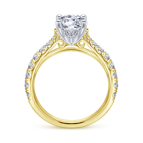 14K White-Yellow Gold Round Diamond Engagement Ring
