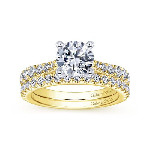 14K White-Yellow Gold Round Diamond Engagement Ring