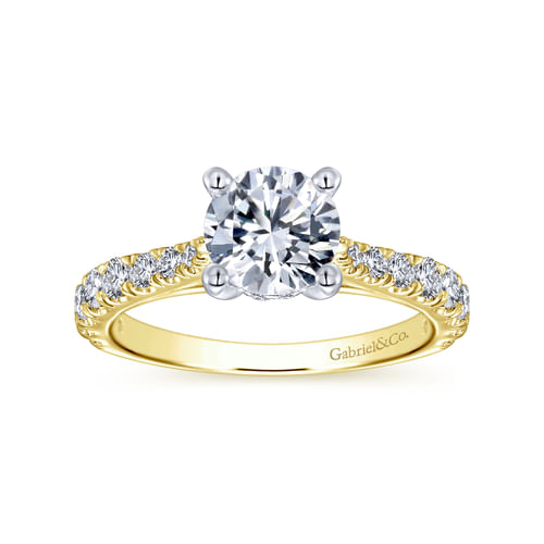 14K White-Yellow Gold Round Diamond Engagement Ring